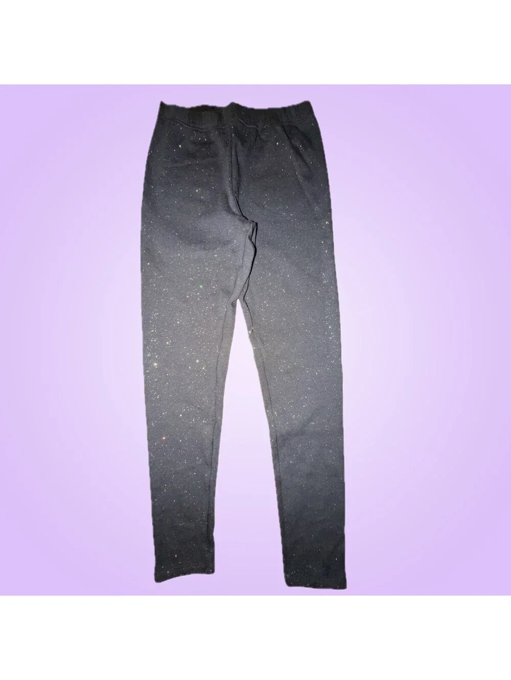 Cat & Jack New Girls XXL 16/18 Black Glitter Fleece-Lined Leggings
